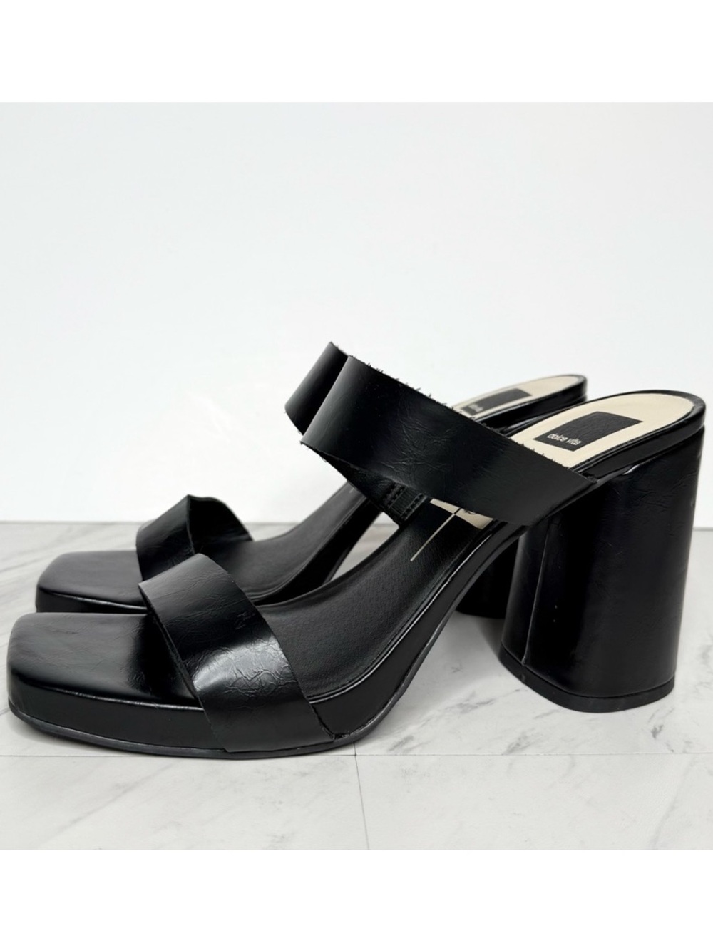 Dolce Vita Cataya Black Square Toe Heeled Sandal 11